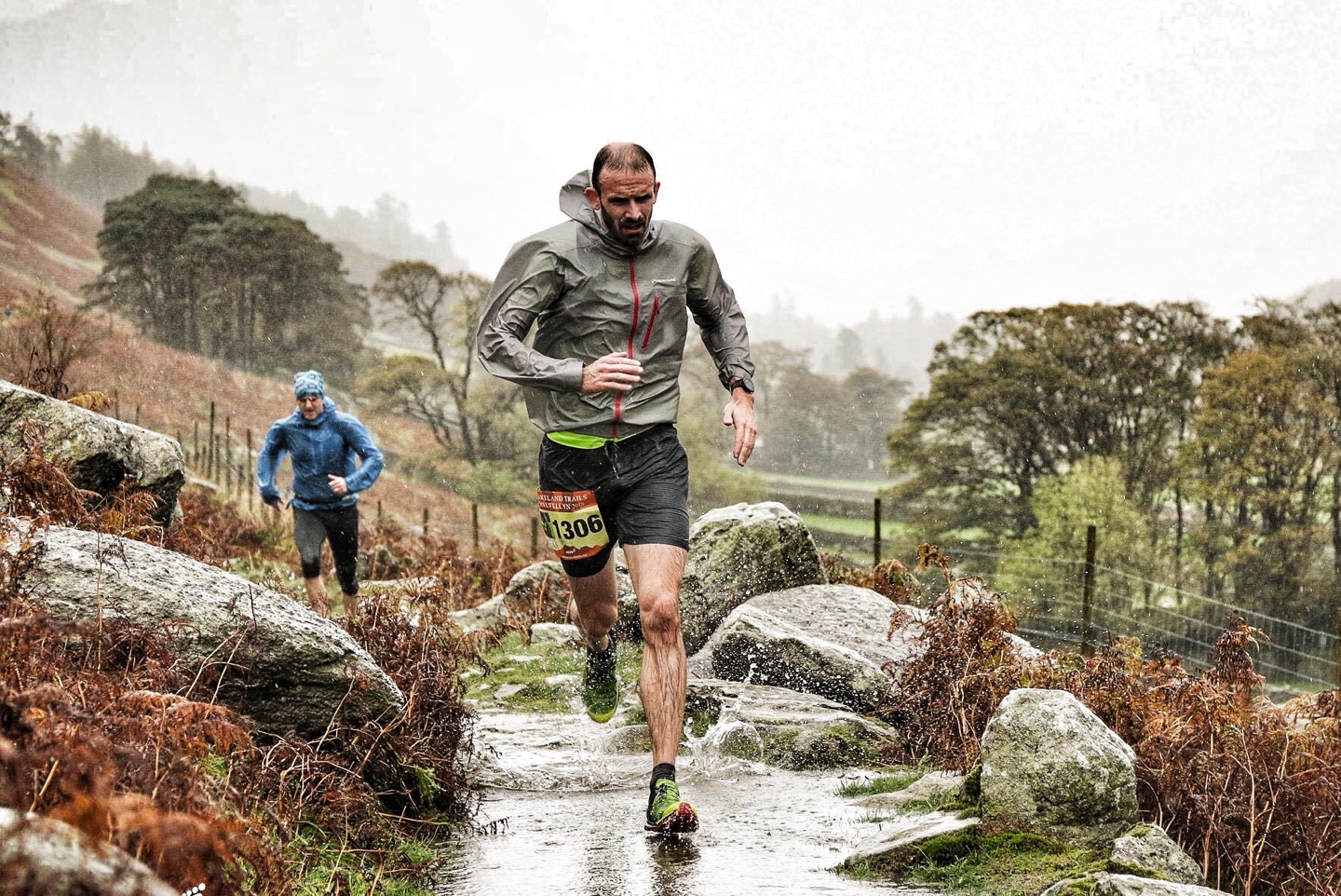 The author running through the rain at Helvellyn