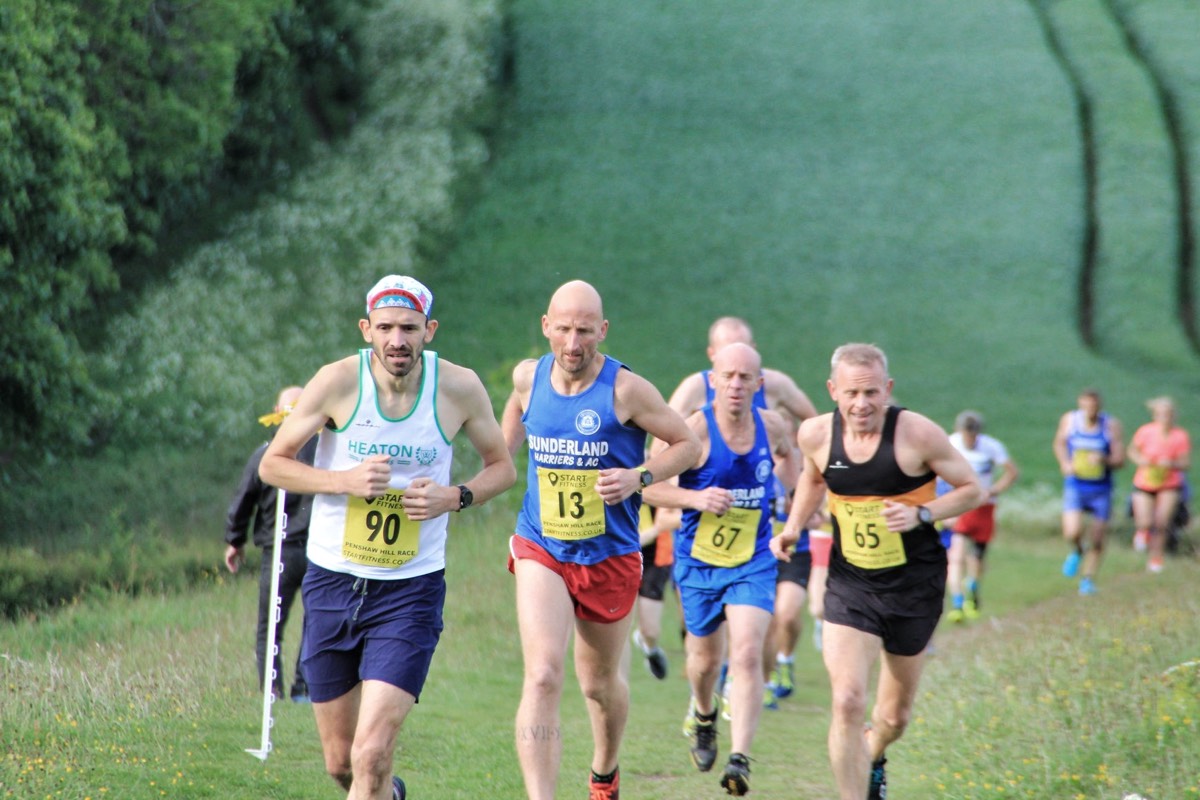 The author running up Penshaw Hill