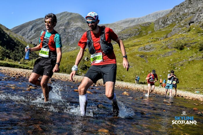 Crossing the river by Steall falls
