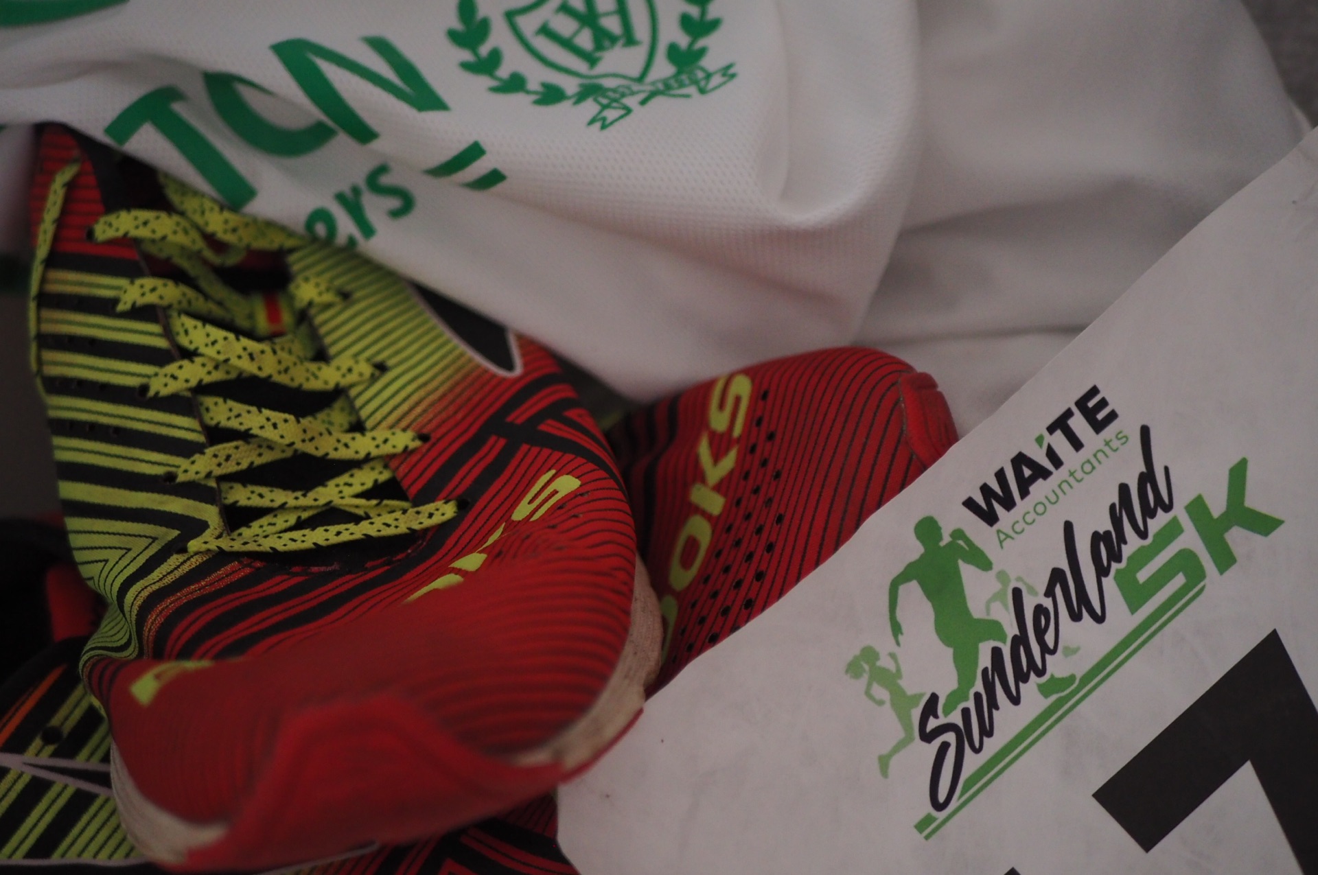 Shoes and vest after Sunderland 5k