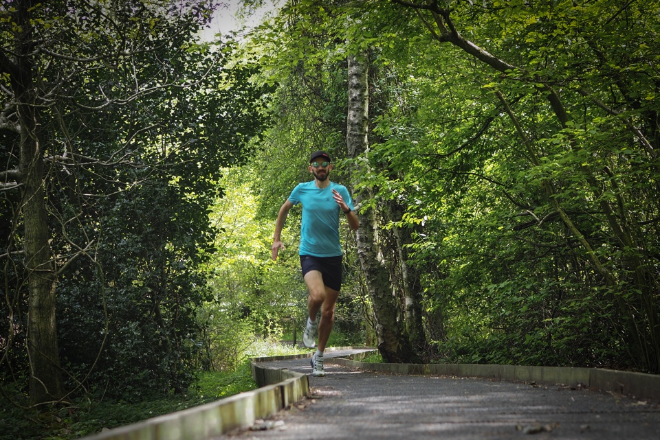 Running through Thornley Woods