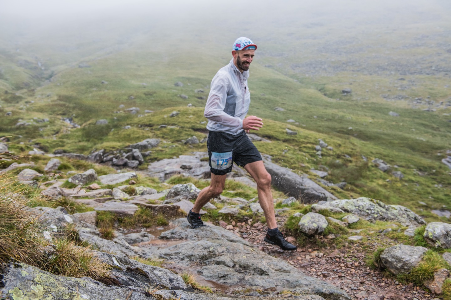 Pete running down the corridor route on Scafell Trail Marathon 2021