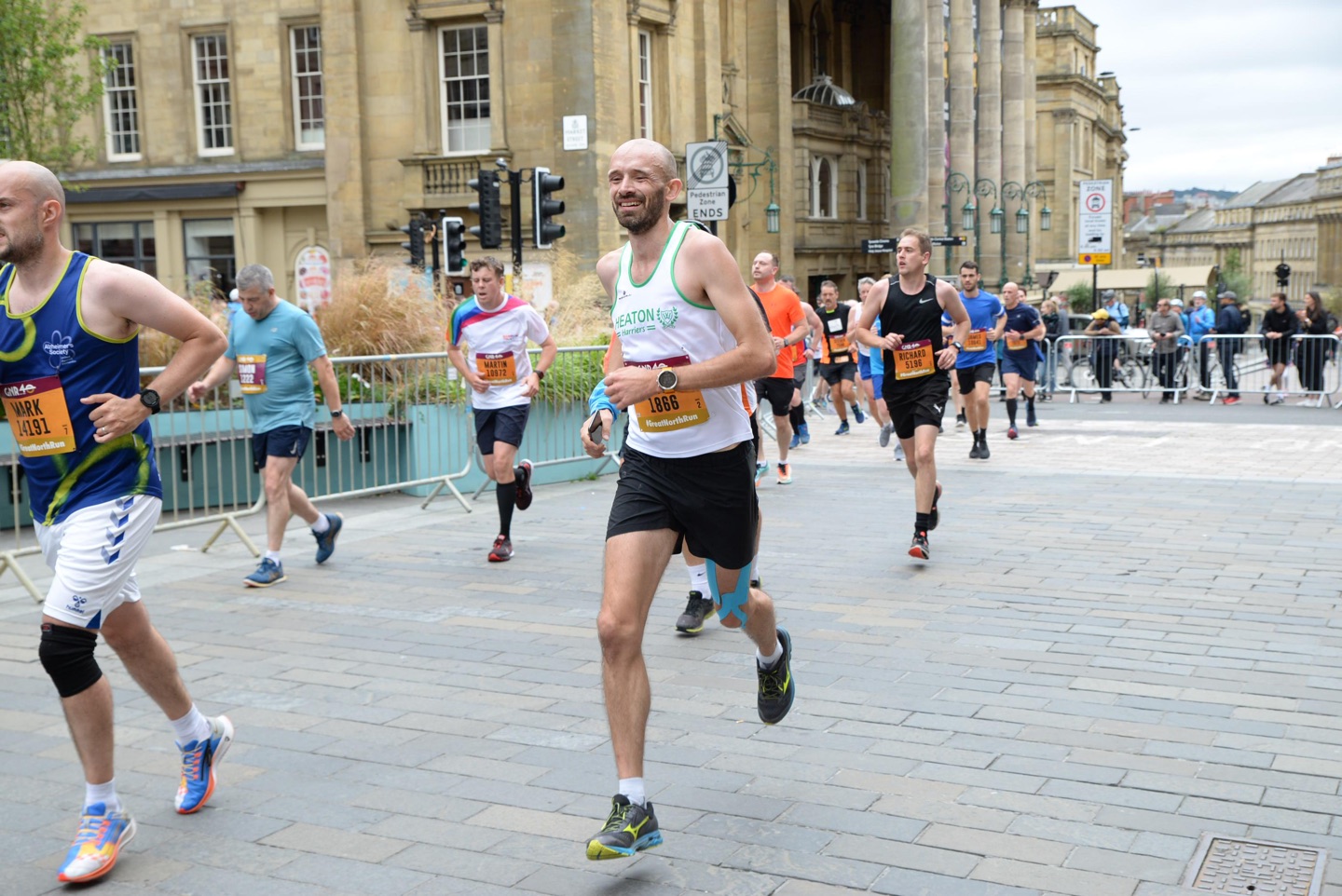 Pete running up Grey Street in the 2021 Great North Run