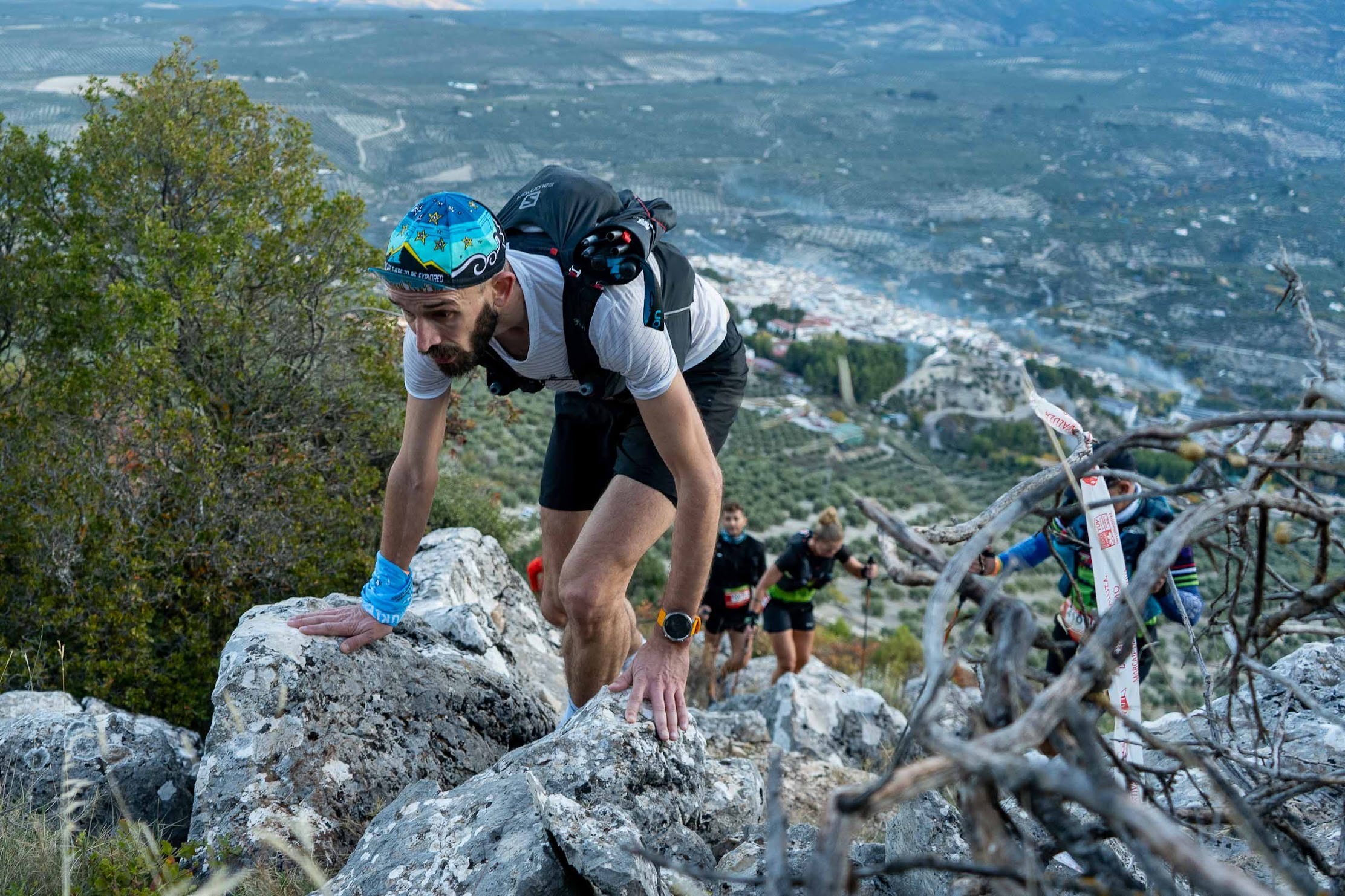 Reaching the top of the first climb at the start of Ultra Trail Sierra de Cazorla