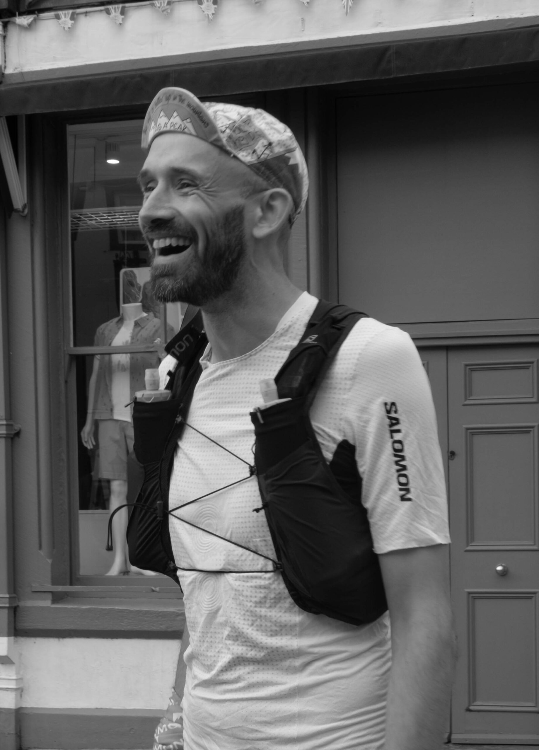 Pete looking happy at Moot Hall before his Bob Graham attempt